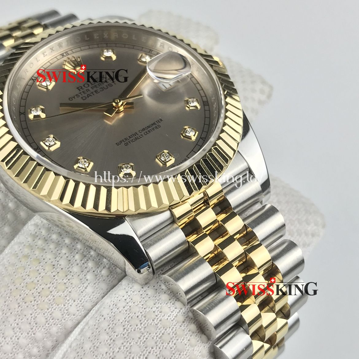 ROLEX DATEJUST II 116333 FLUTED BEZEL SILVER DIAMOND DIAL
