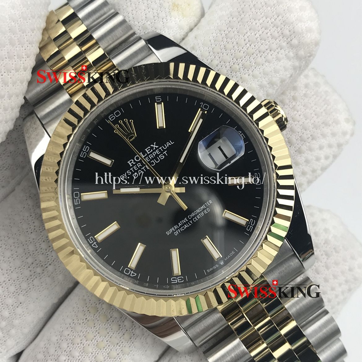 ROLEX DATEJUST II 116333 FLUTED BEZEL BLACK DIAL