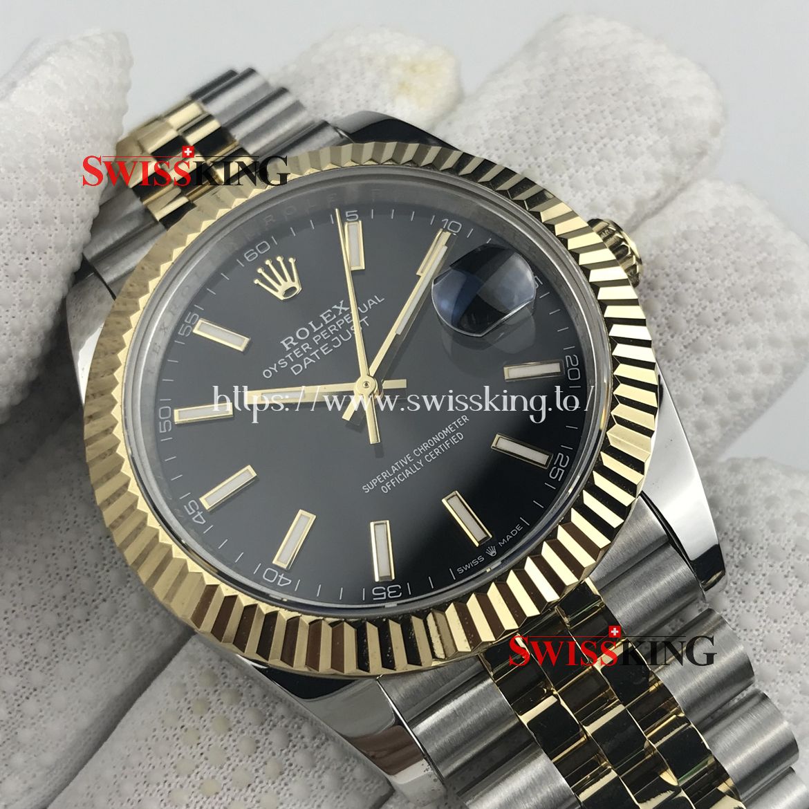 ROLEX DATEJUST II 116333 FLUTED BEZEL BLACK DIAL