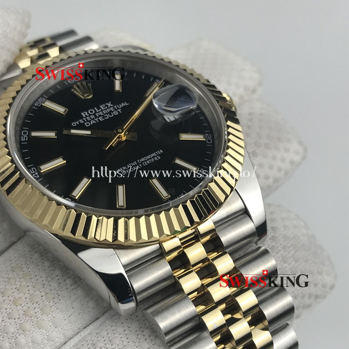 ROLEX DATEJUST II 116333 FLUTED BEZEL BLACK DIAL