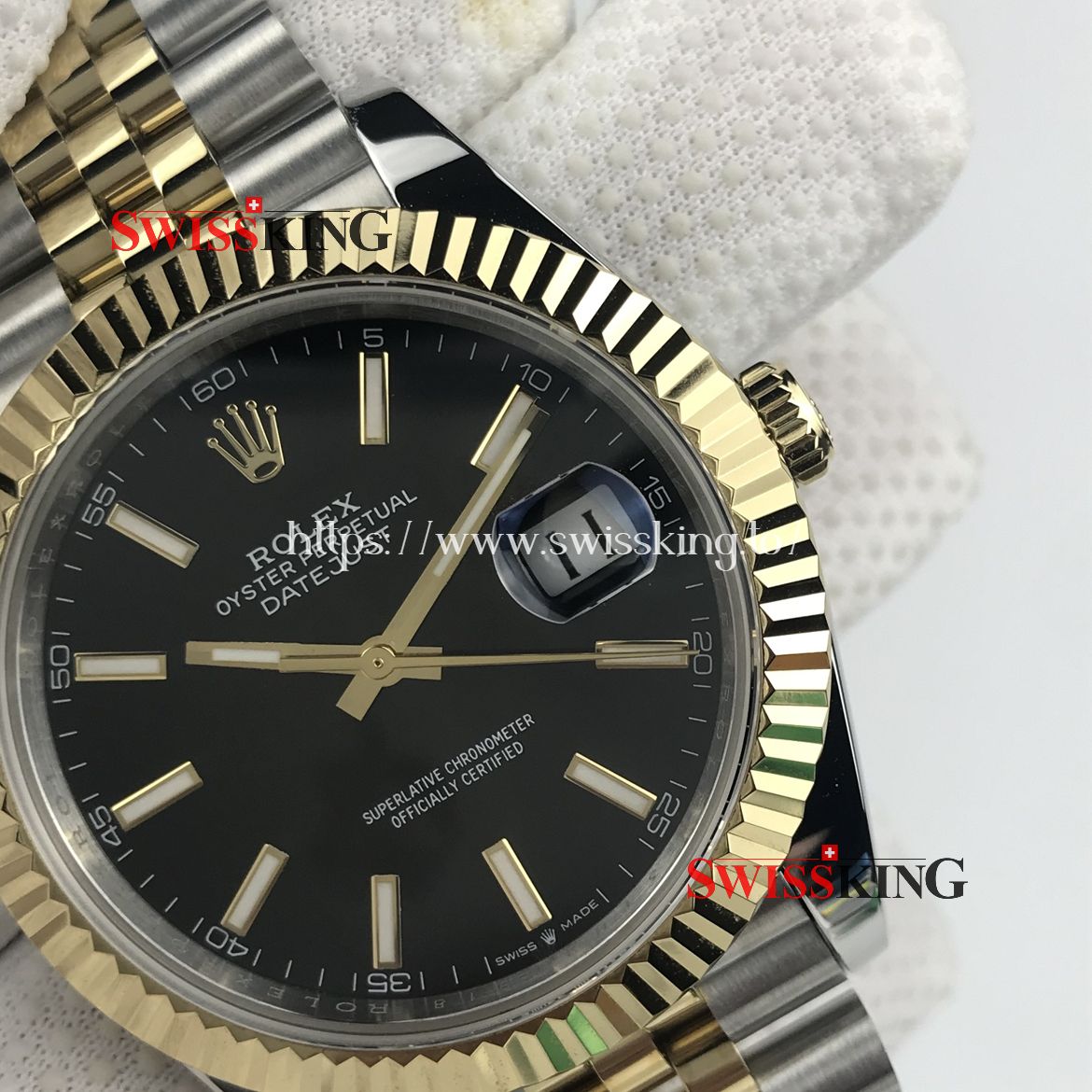 ROLEX DATEJUST II 116333 FLUTED BEZEL BLACK DIAL