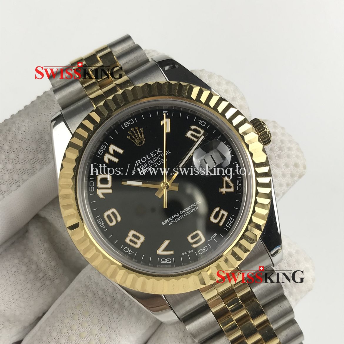 ROLEX DATEJUST II 116333 FLUTED BEZEL BLACK NUMBER DIAL