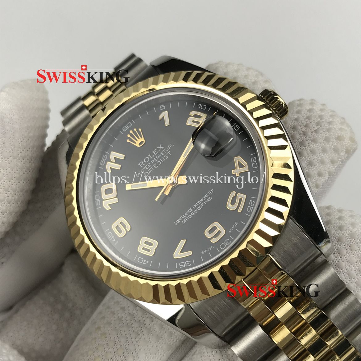 ROLEX DATEJUST II 116333 FLUTED BEZEL BLACK NUMBER DIAL