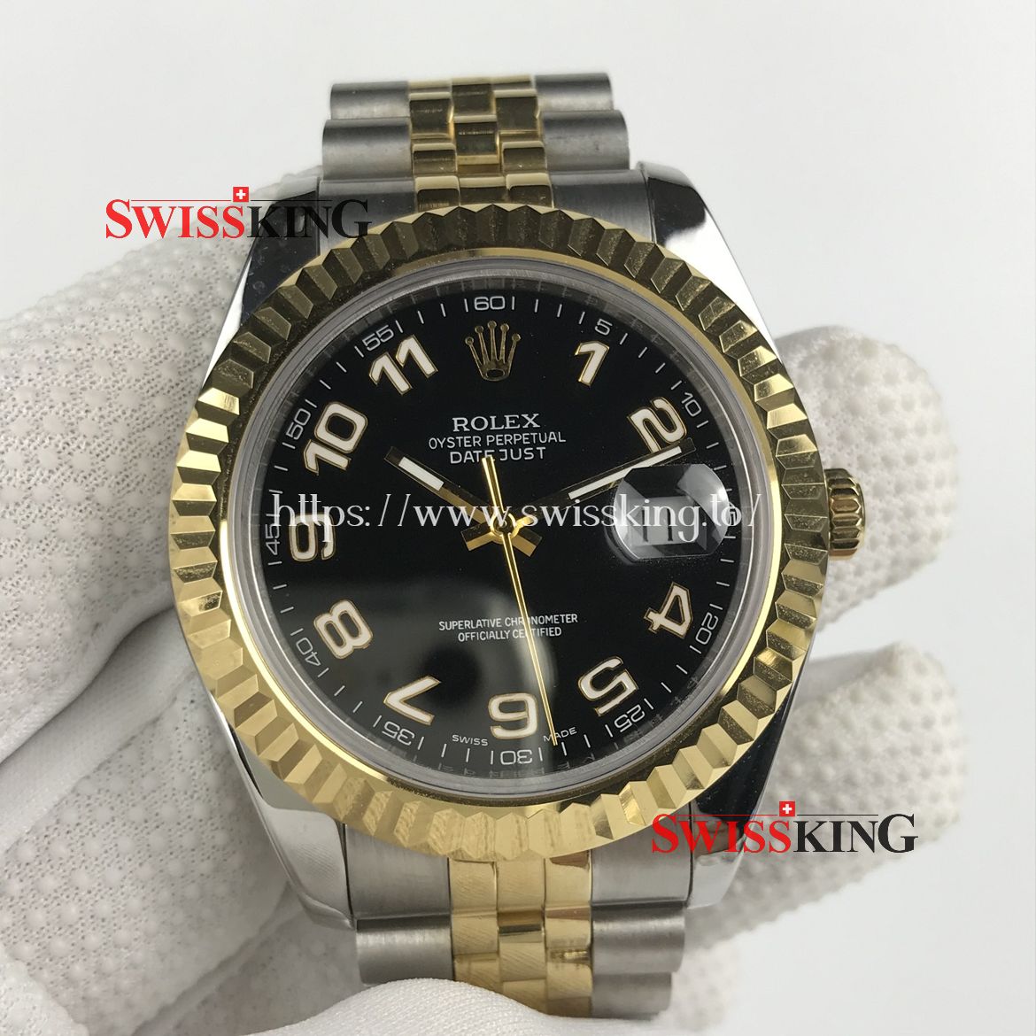ROLEX DATEJUST II 116333 FLUTED BEZEL BLACK NUMBER DIAL