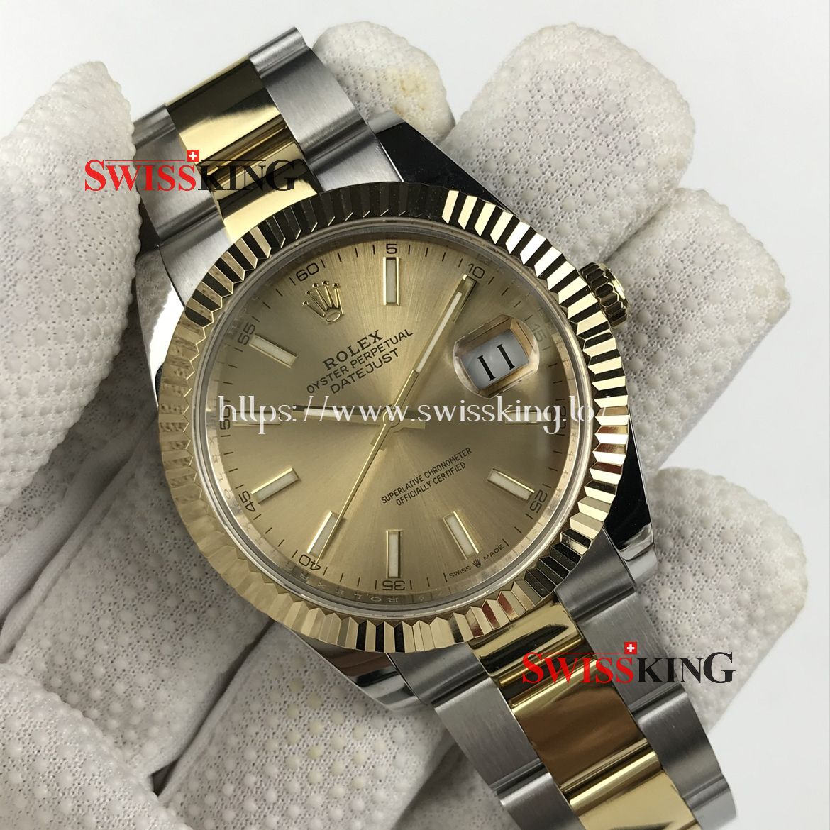 ROLEX DATEJUST II 116333 FLUTED BEZEL OYSTER BRACELET CHAMPAGNE DIAL