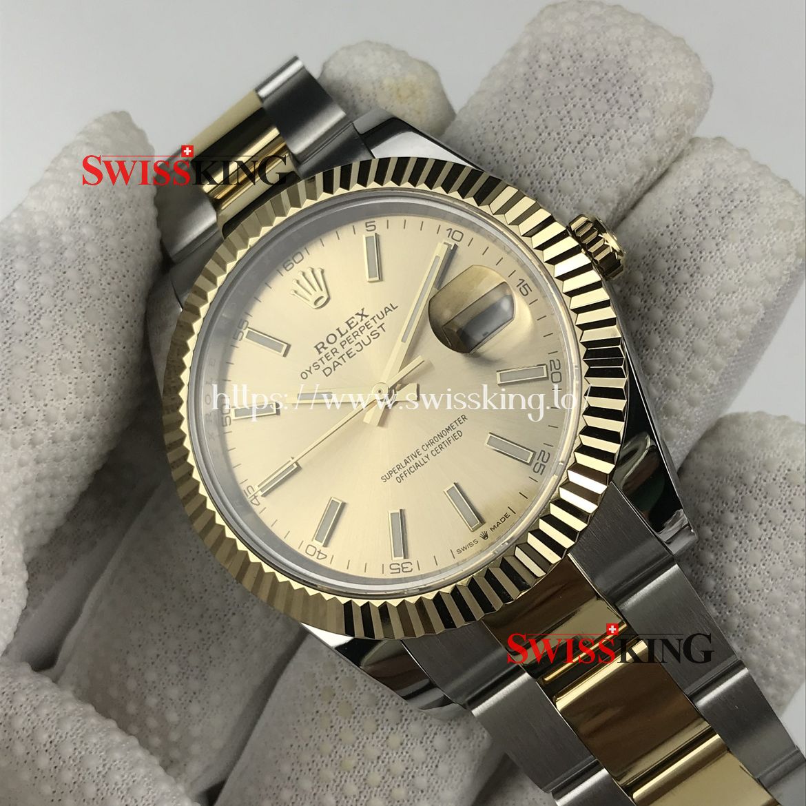 ROLEX DATEJUST II 116333 FLUTED BEZEL OYSTER BRACELET CHAMPAGNE DIAL