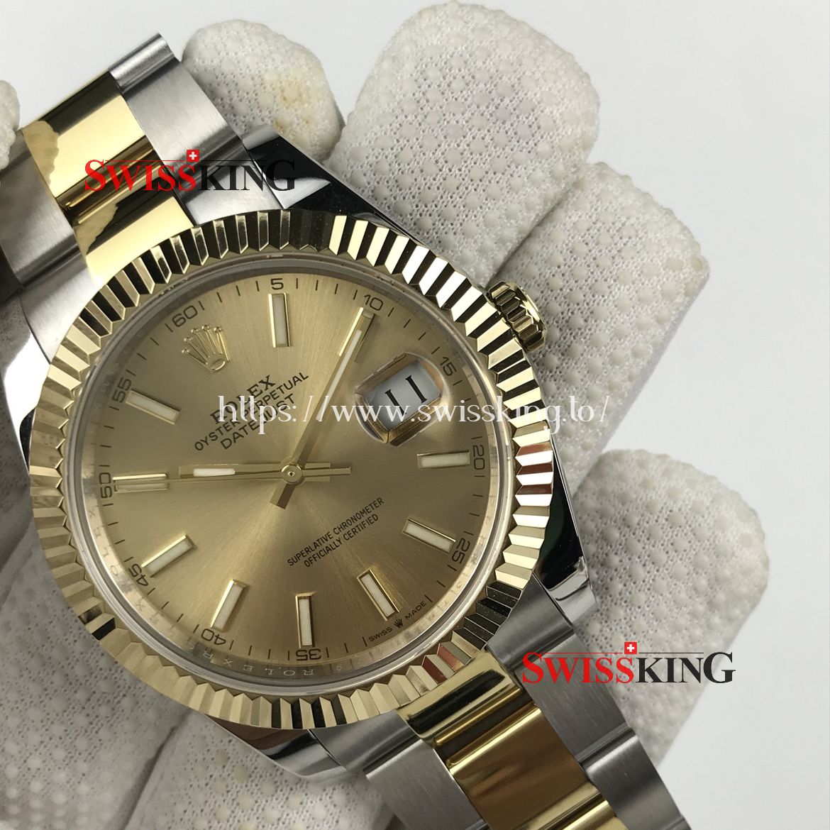 ROLEX DATEJUST II 116333 FLUTED BEZEL OYSTER BRACELET CHAMPAGNE DIAL