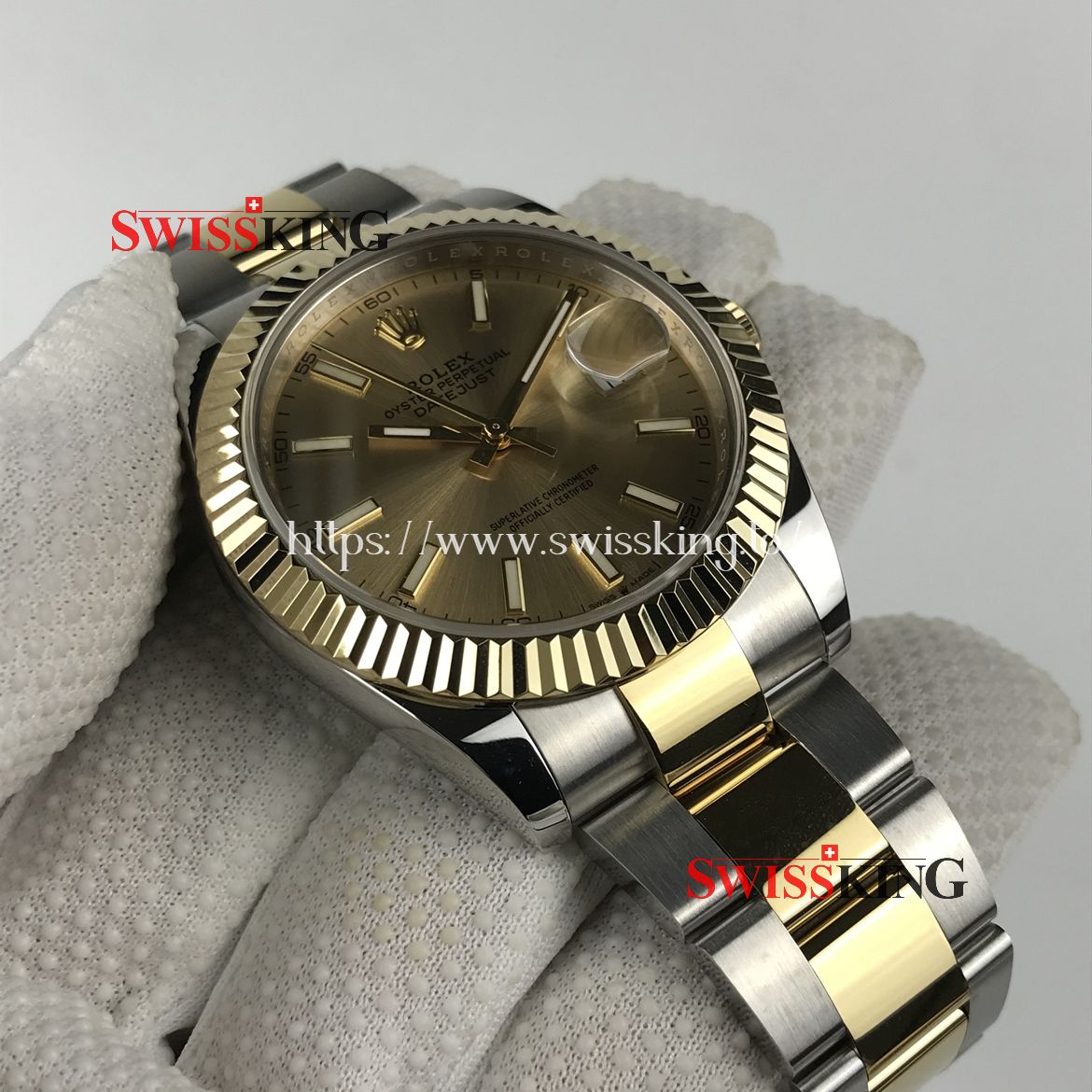 ROLEX DATEJUST II 116333 FLUTED BEZEL OYSTER BRACELET CHAMPAGNE DIAL