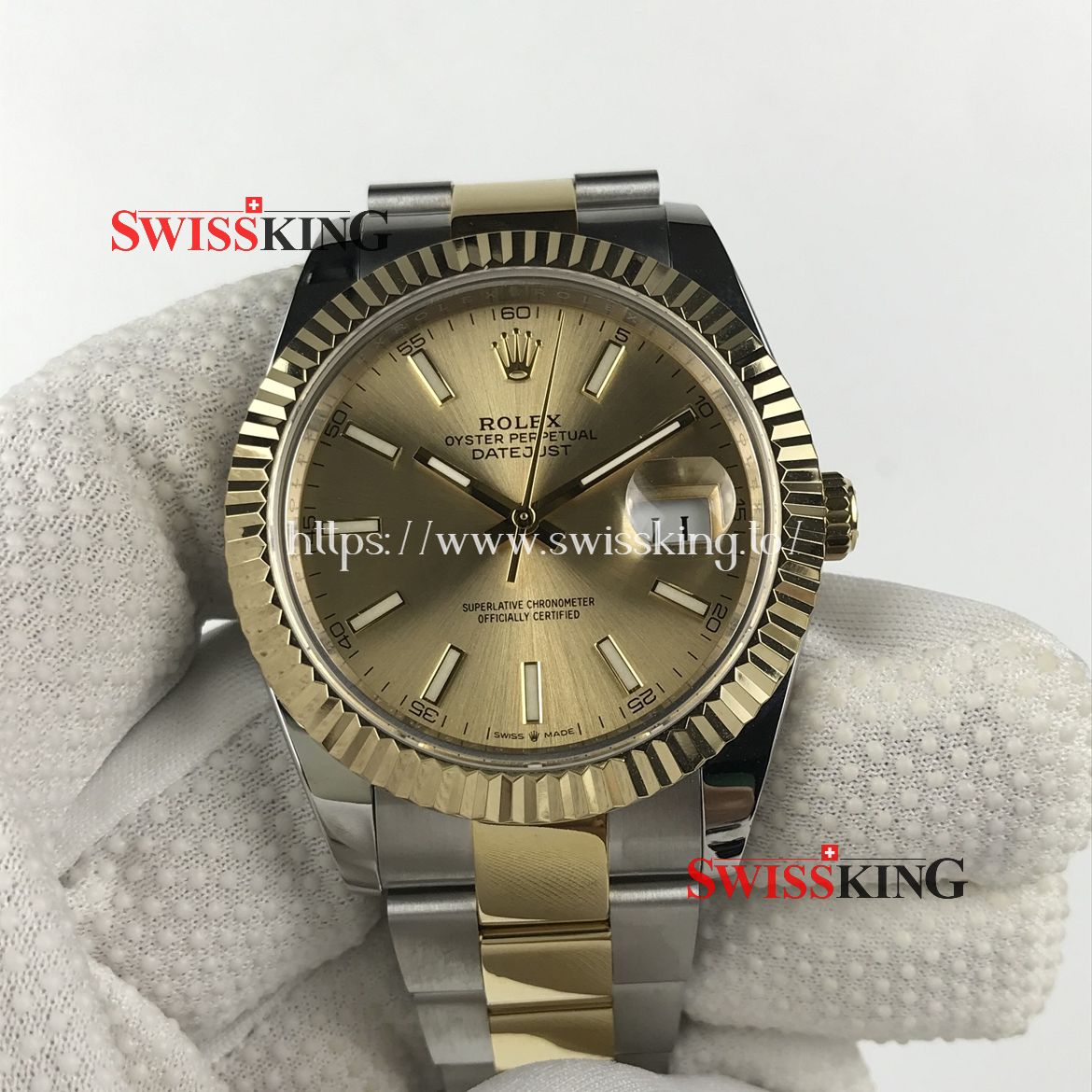 ROLEX DATEJUST II 116333 FLUTED BEZEL OYSTER BRACELET CHAMPAGNE DIAL