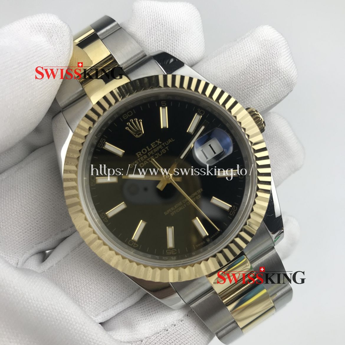 ROLEX DATEJUST II 116333 FLUTED BEZEL OYSTER BRACELET BLACK DIAL