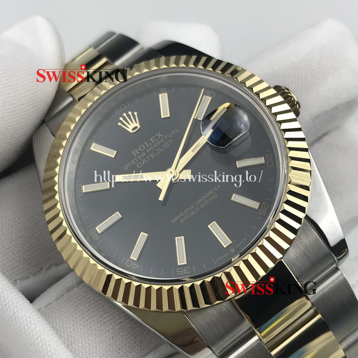 ROLEX DATEJUST II 116333 FLUTED BEZEL OYSTER BRACELET BLACK DIAL