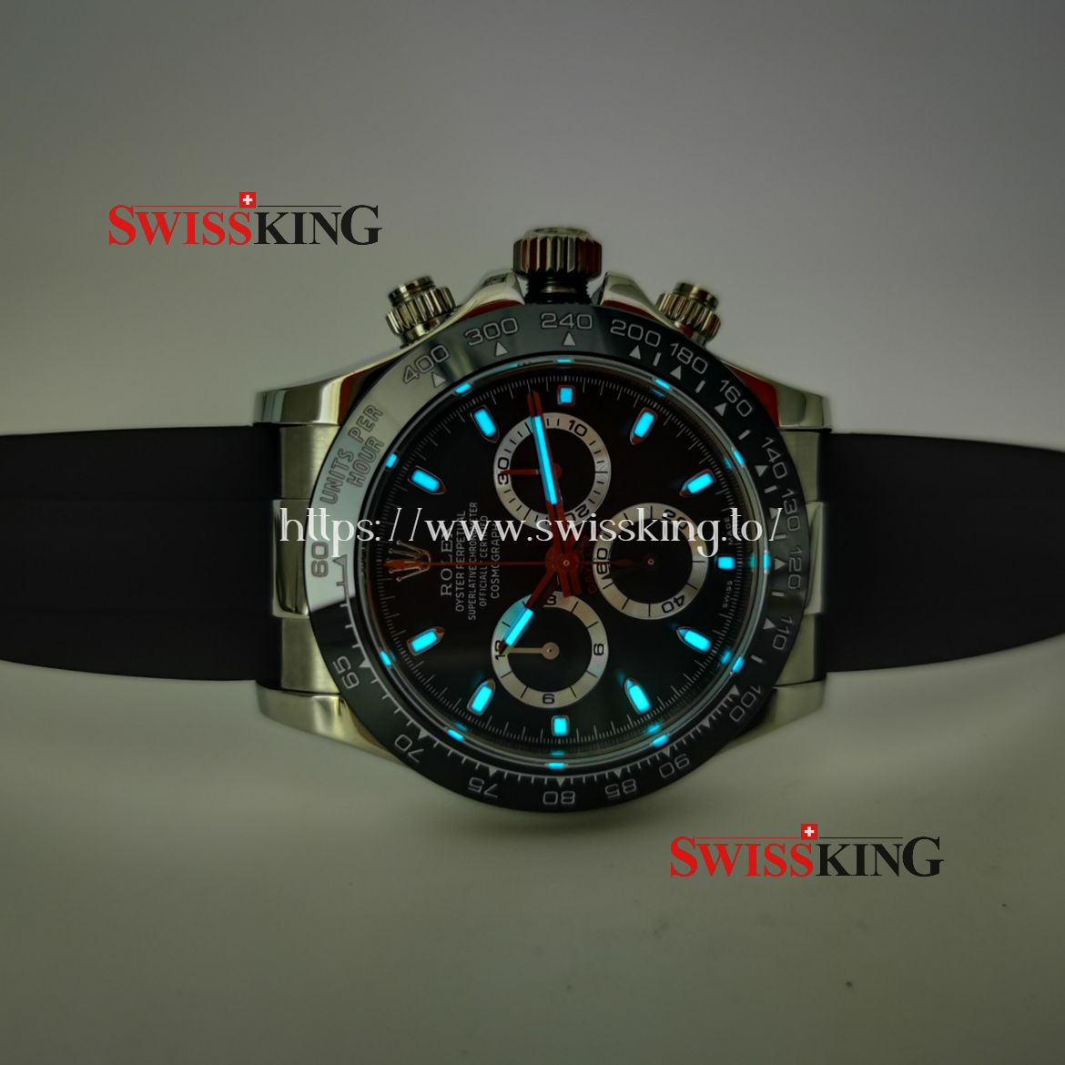 ROLEX DAYTONA 116519LN CERAMIC BEZEL BLACK DIAL RUBBER STRAP