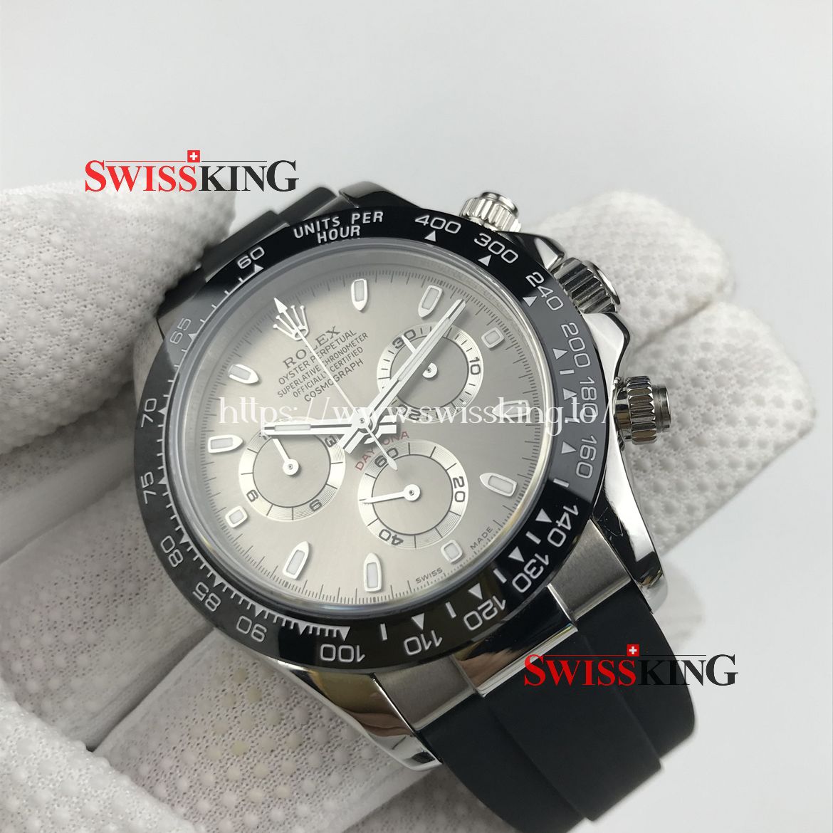ROLEX DAYTONA 116519LN CERAMIC BEZEL GREY DIAL RUBBER STRAP