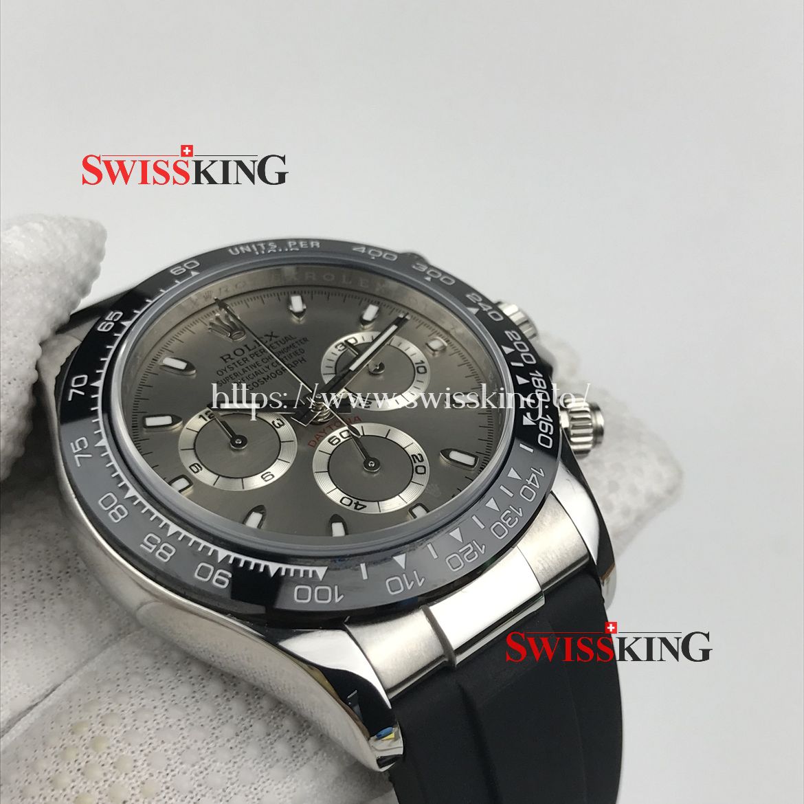 ROLEX DAYTONA 116519LN CERAMIC BEZEL GREY DIAL RUBBER STRAP