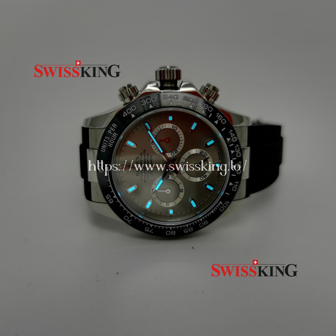 ROLEX DAYTONA 116519LN CERAMIC BEZEL GREY DIAL RUBBER STRAP