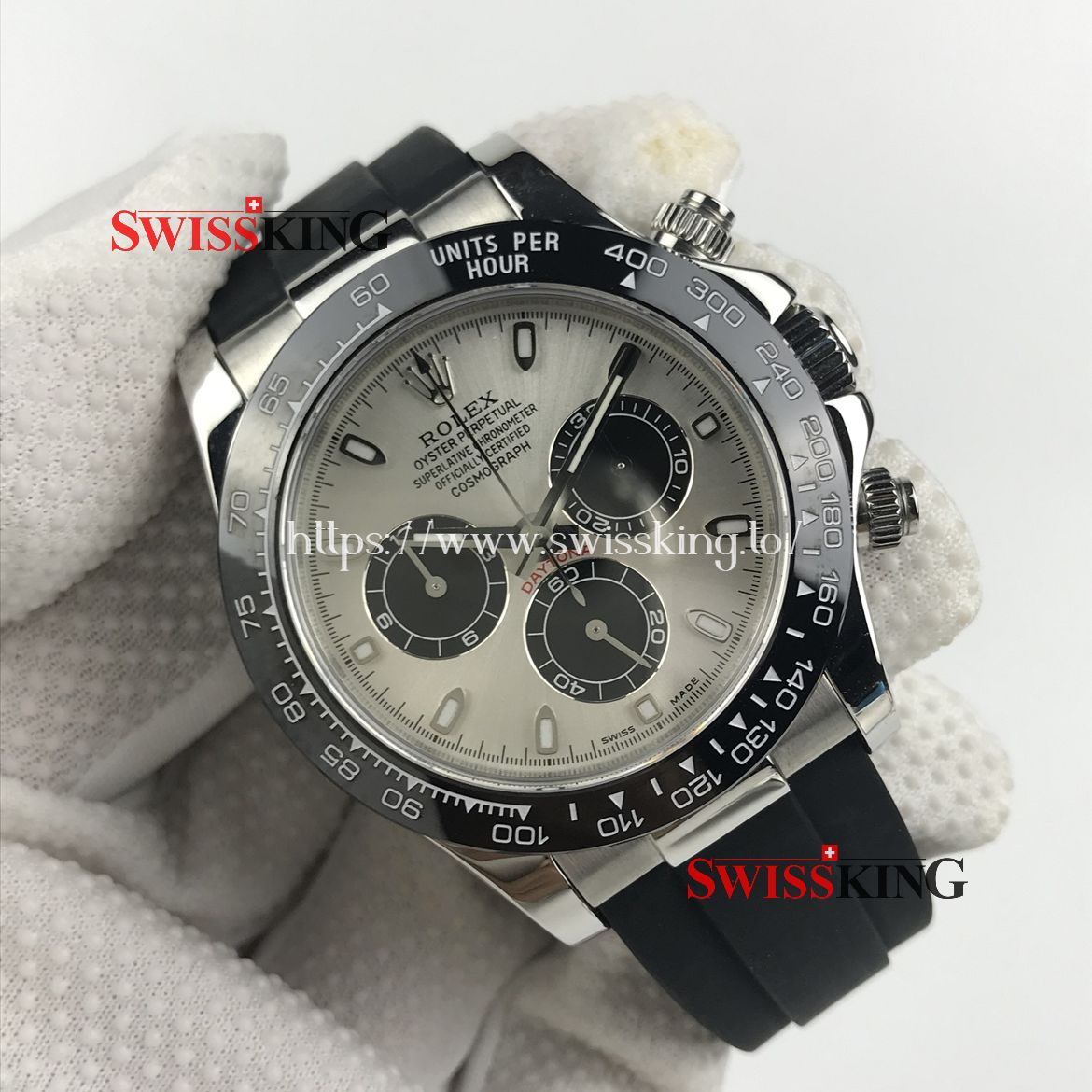 ROLEX DAYTONA 116519LN CERAMIC BEZEL STEEL/BLACK DIAL RUBBER STRAPDIAL