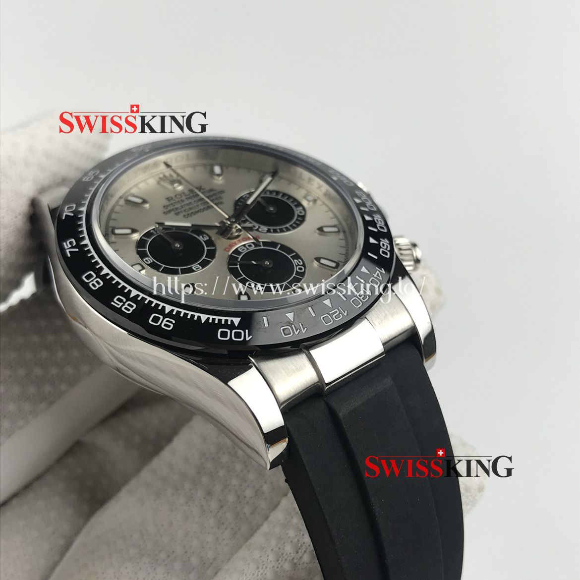 ROLEX DAYTONA 116519LN CERAMIC BEZEL STEEL/BLACK DIAL RUBBER STRAPDIAL