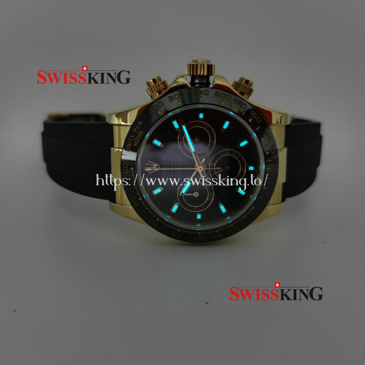 ROLEX DAYTONA 116518LN YELLOW GOLD CERAMIC BEZEL BLACK DIAL RUBBER STRAP