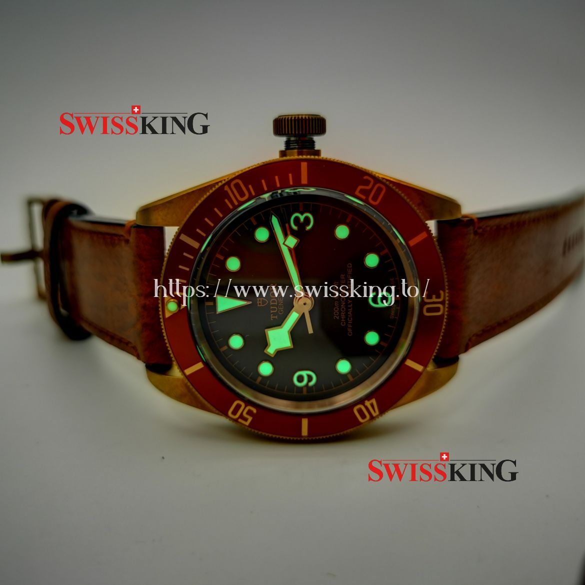 TUDOR HERITAGE BLACK BAY BRONZE SWISS AUTOMATIC BROWN LEATHER STRAP